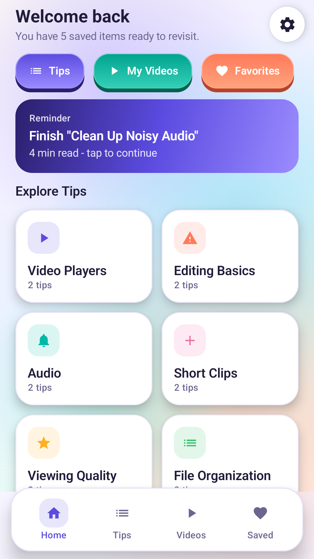 Planner screen with creative day templates